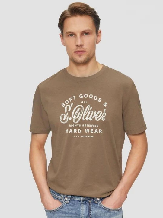 Foto van product Katoenen T-shirt met print op de voorkant s.Oliver bruin
