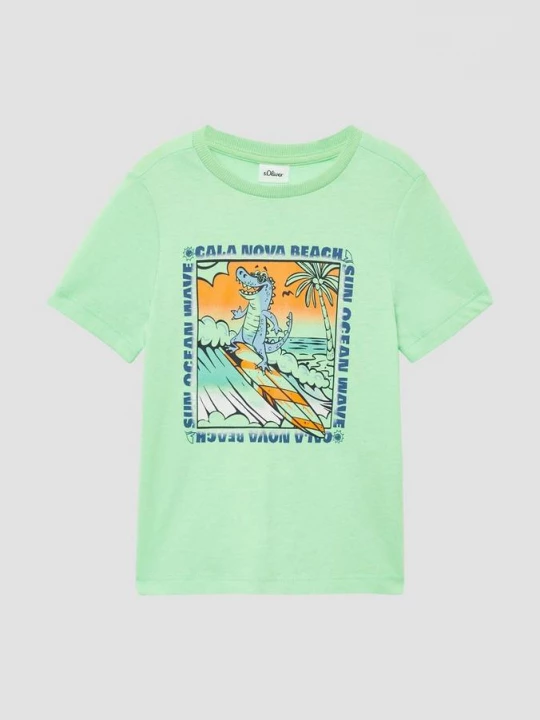 Foto van product Katoenen T-shirt met print op de voorkant s.Oliver groen