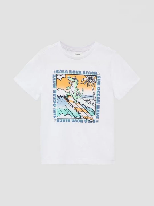 Foto van product Katoenen T-shirt met print op de voorkant s.Oliver wit