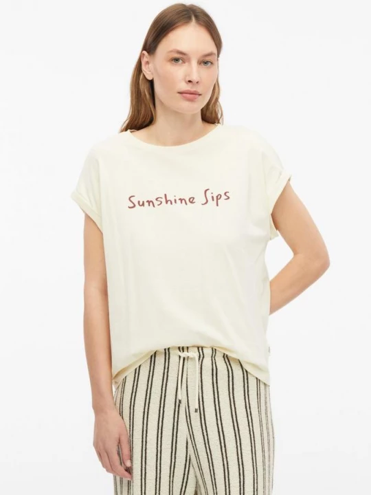 Foto van product Katoenen T-shirt met print op voorzijde s.Oliver beżowy