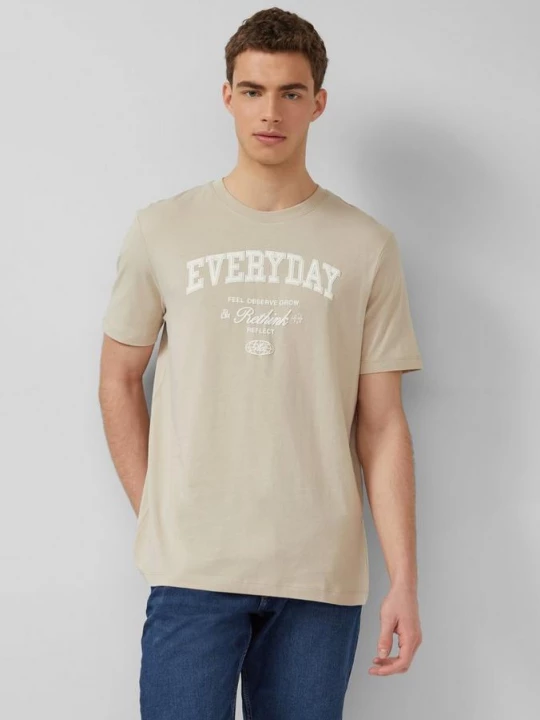Foto van product Katoenen T-shirt met print op voorzijde s.Oliver beżowy