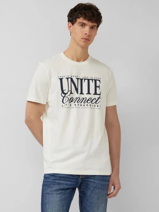 Foto van product Katoenen T-shirt met print op voorzijde s.Oliver crème