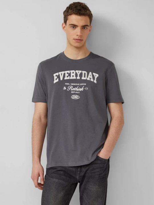 Foto van product Katoenen T-shirt met print op voorzijde s.Oliver grijs