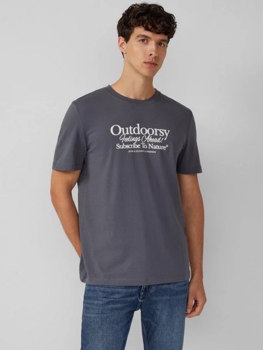Foto van product Katoenen T-shirt met print op voorzijde s.Oliver grijs