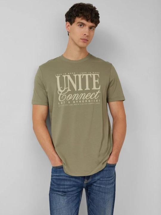 Foto van product Katoenen T-shirt met print op voorzijde s.Oliver olijfgroen