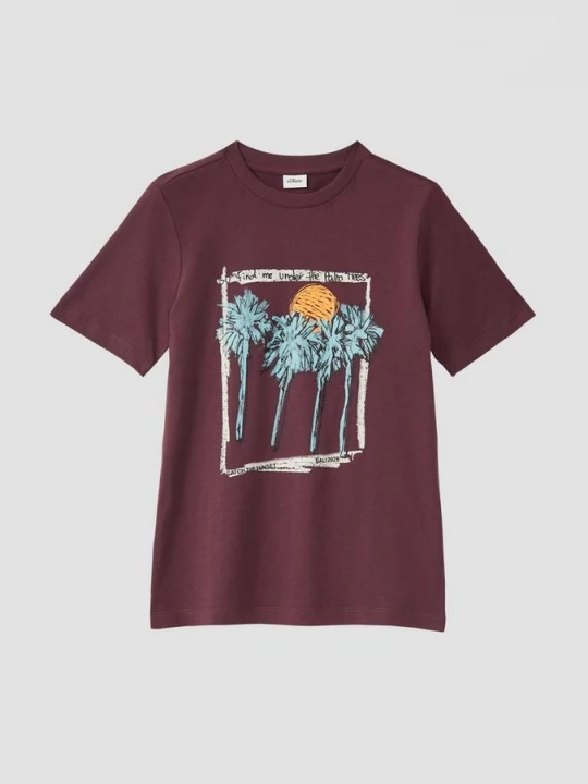 Foto van product Katoenen T-shirt met print op voorzijde s.Oliver rood