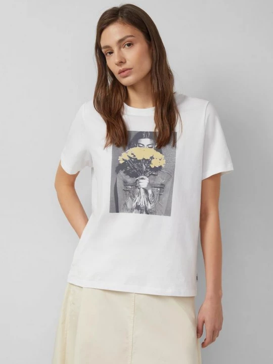 Foto van product Katoenen T-shirt met print op voorzijde s.Oliver wit