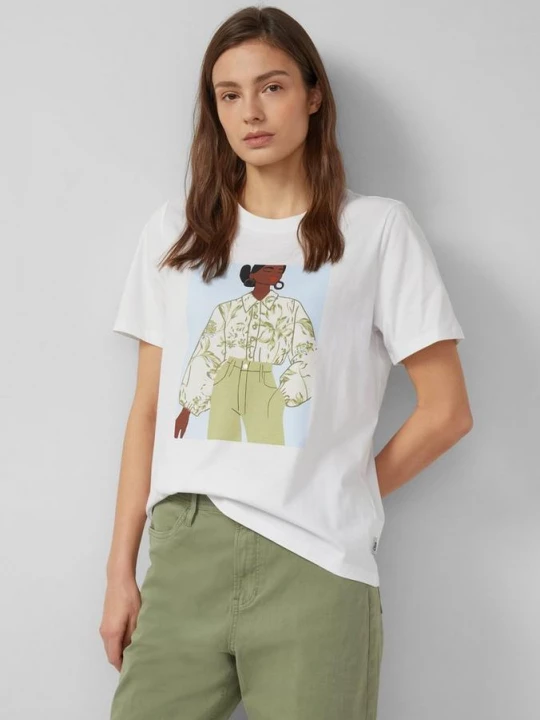 Foto van product Katoenen T-shirt met print op voorzijde s.Oliver wit