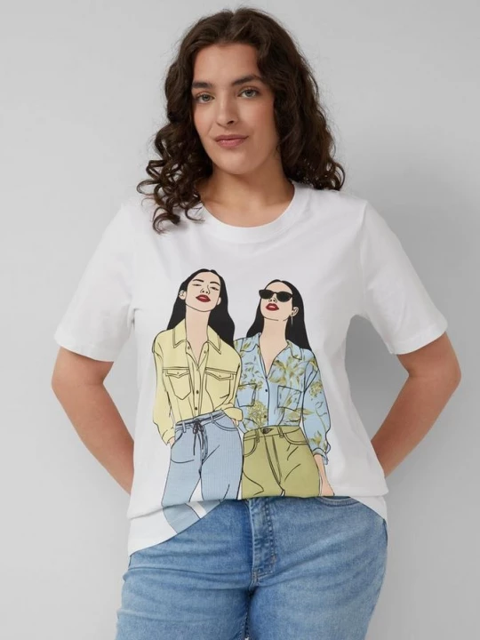 Foto van product Katoenen T-shirt met print op voorzijde s.Oliver wit