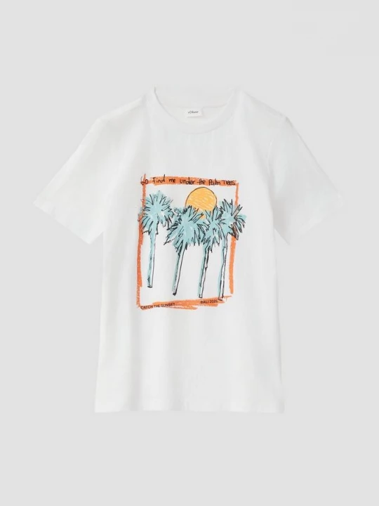Foto van product Katoenen T-shirt met print op voorzijde s.Oliver wit