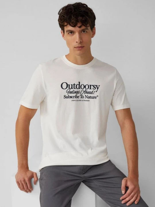 Foto van product Katoenen T-shirt met print op voorzijde s.Oliver wit