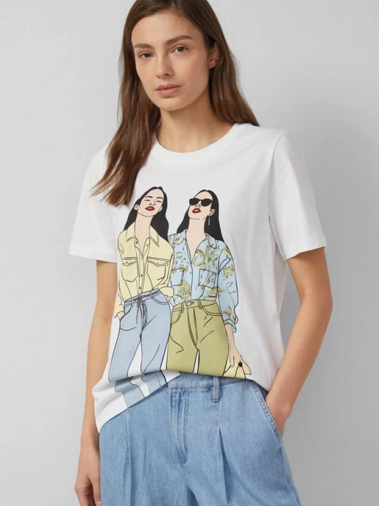 Foto van product Katoenen T-shirt met print op voorzijde s.Oliver wit