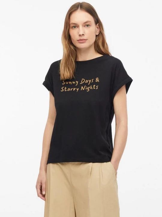 Foto van product Katoenen T-shirt met print op voorzijde s.Oliver zwart