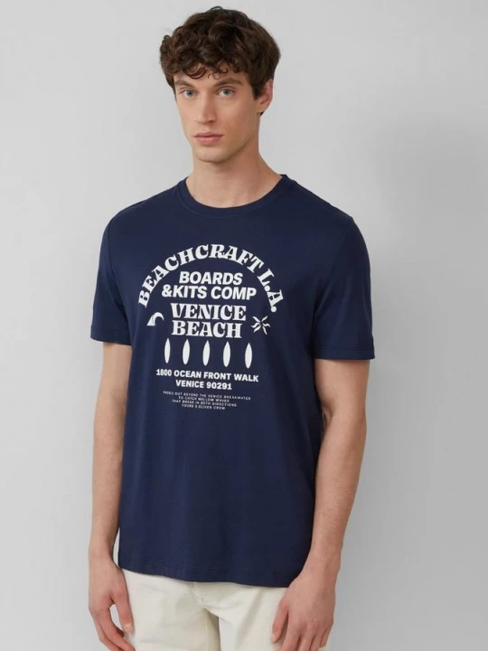Foto van product Katoenen T-shirt met ronde hals en artwork s.Oliver blauw