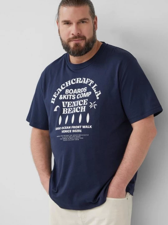 Foto van product Katoenen T-shirt met ronde hals en artwork s.Oliver blauw