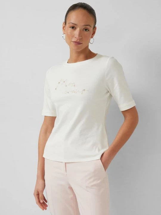 Foto van product Katoenen T-shirt met ronde hals en artwork s.Oliver crème