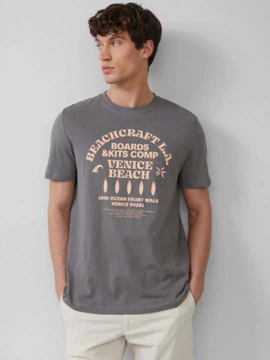 Foto van product Katoenen T-shirt met ronde hals en artwork s.Oliver grijs