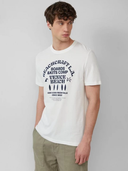 Foto van product Katoenen T-shirt met ronde hals en artwork s.Oliver wit