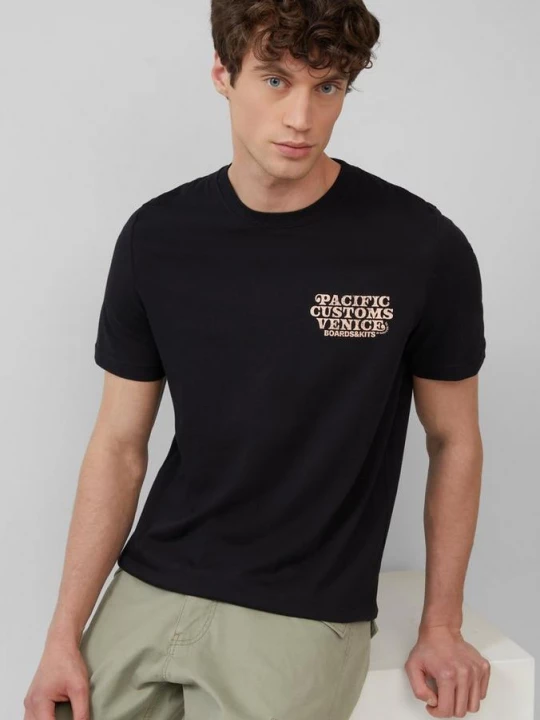 Foto van product Katoenen T-shirt met ronde hals en artwork s.Oliver zwart