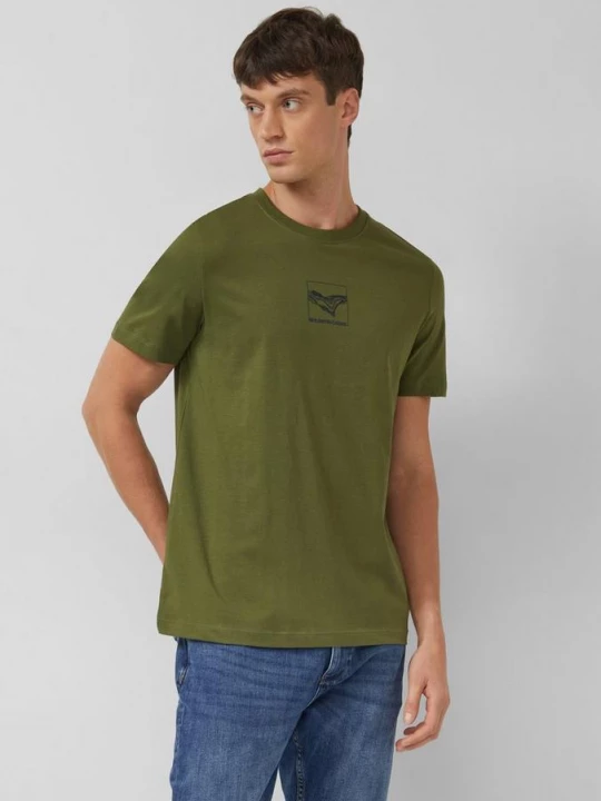 Foto van product Katoenen T-shirt met ronde hals en opdruk op de voorkant s.Oliver olijfgroen