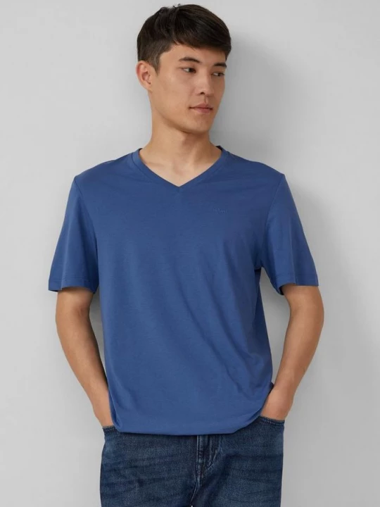 Foto van product Katoenen T-shirt met V-hals en logo s.Oliver blauw
