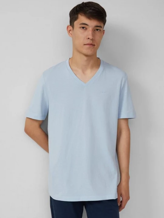 Foto van product Katoenen T-shirt met V-hals en logo s.Oliver blauw