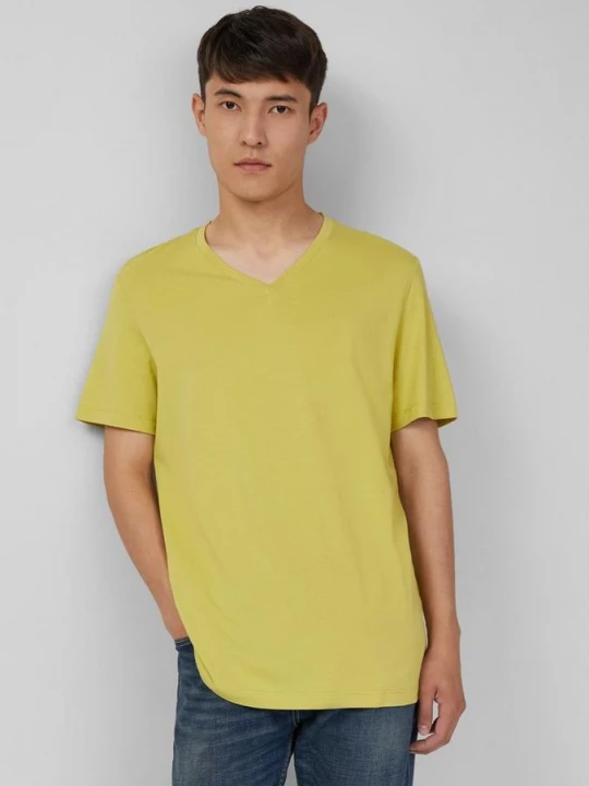 Foto van product Katoenen T-shirt met V-hals en logo s.Oliver groen