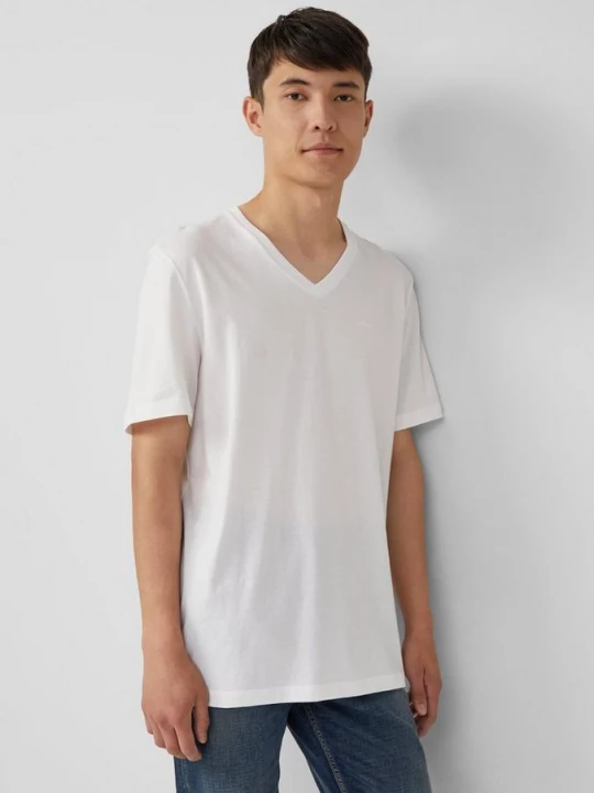 Foto van product Katoenen T-shirt met V-hals en logo s.Oliver wit