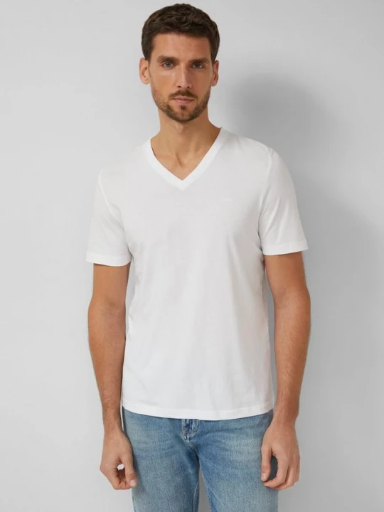 Foto van product Katoenen T-shirt met V-hals en logoprint s.Oliver wit