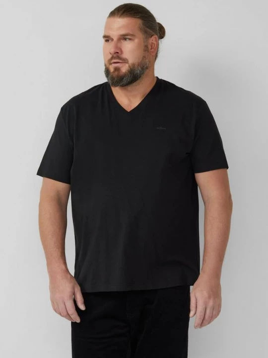 Foto van product Katoenen T-shirt met V-hals en logoprint s.Oliver zwart