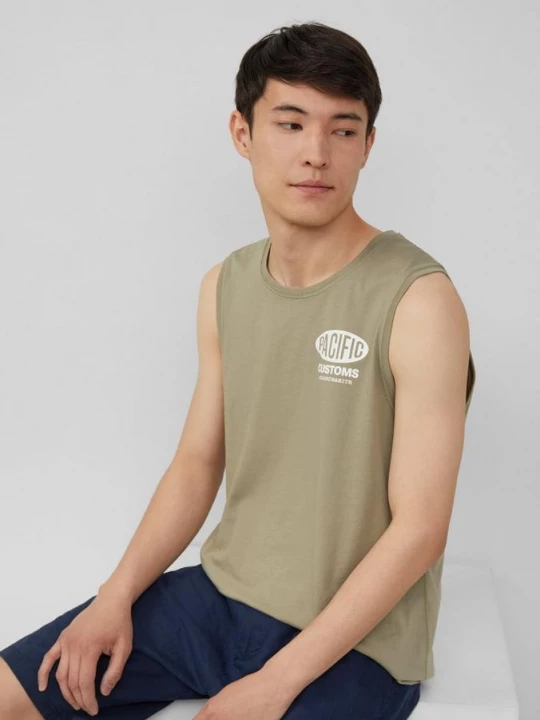Foto van product Katoenen tanktop met print op de voorkant s.Oliver olijfgroen