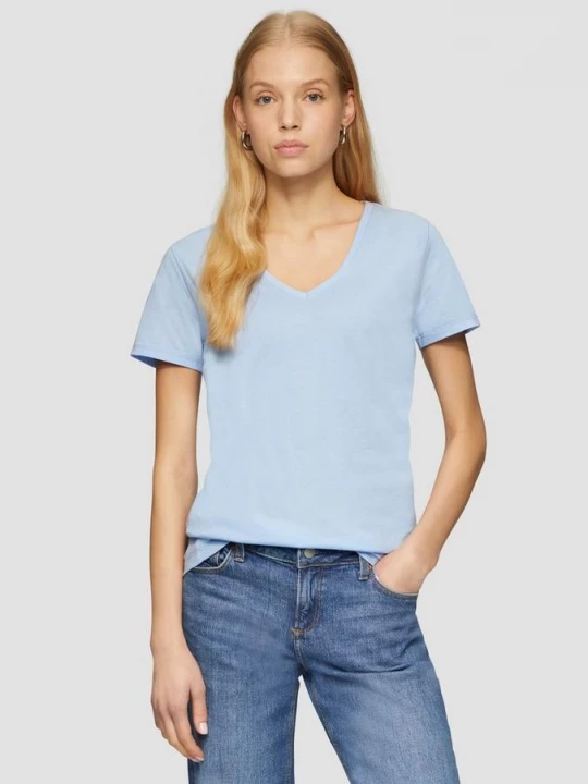Foto van product Katoenen top met V-hals QS blauw