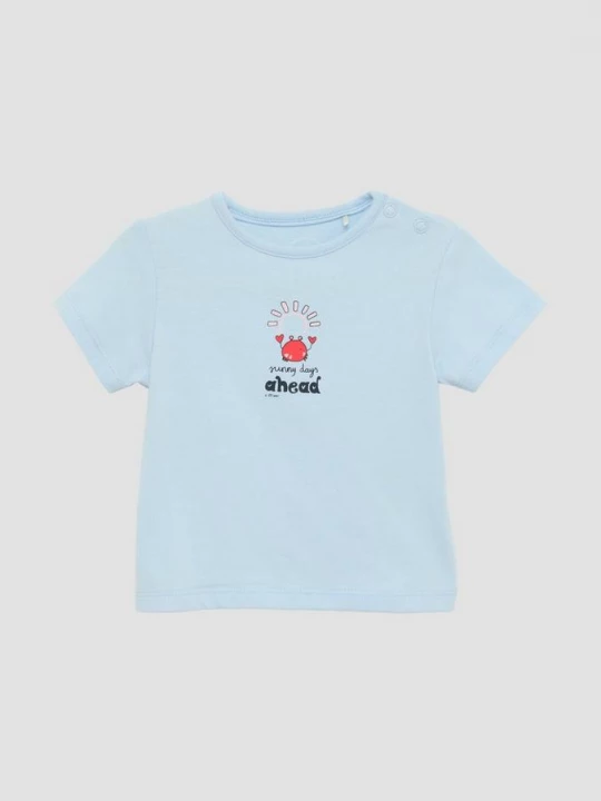 Foto van product Katoenen tricot shirt met glitterprint s.Oliver blauw