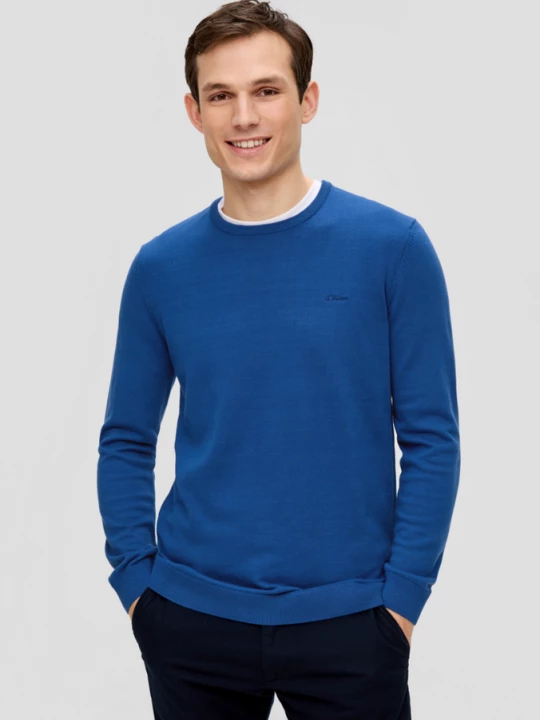 Foto van product Katoenen trui met geborduurd logo s.Oliver blauw