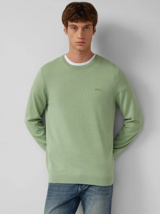Foto van product Katoenen trui met geborduurd logo s.Oliver groen
