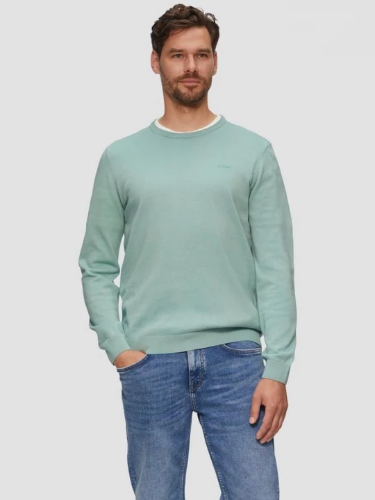 Foto van product Katoenen trui met geborduurd logo s.Oliver groen