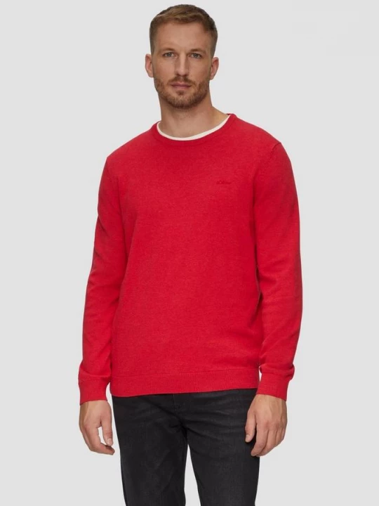 Foto van product Katoenen trui met geborduurd logo s.Oliver rood