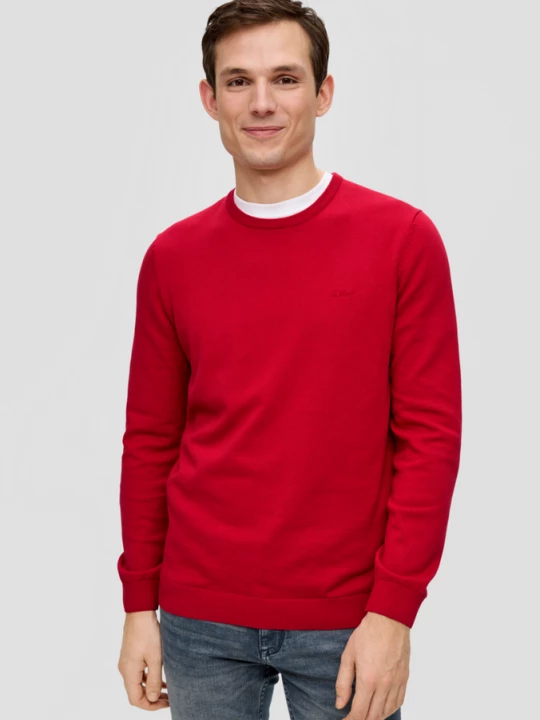 Foto van product Katoenen trui met geborduurd logo s.Oliver rood