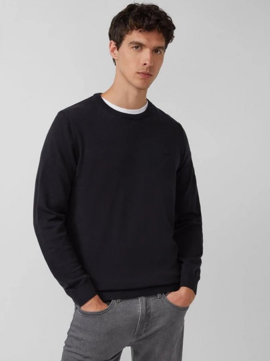 Foto van product Katoenen trui met geborduurd logo s.Oliver zwart