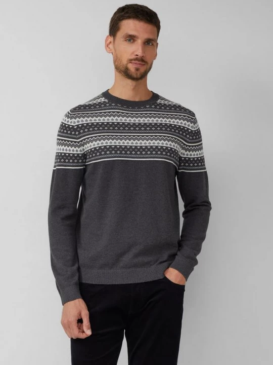 Foto van product Katoenen trui met Noors patroon s.Oliver grijs