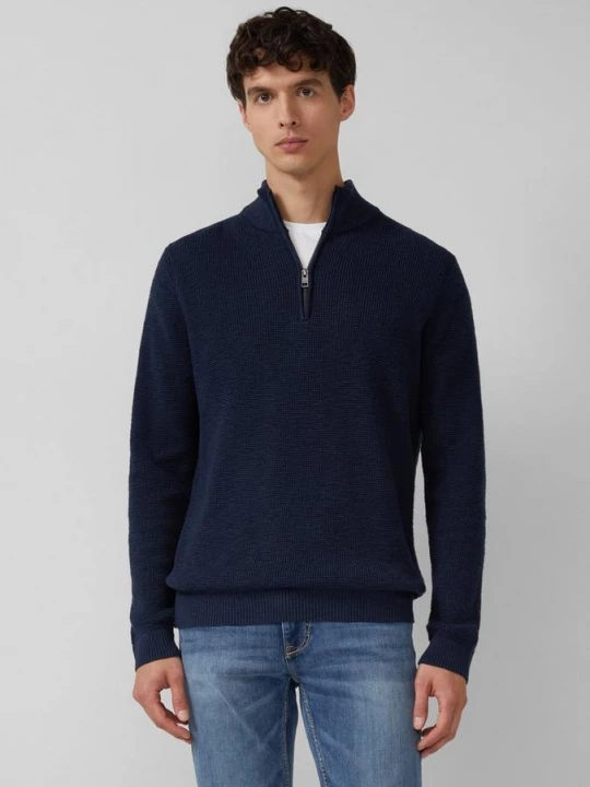 Foto van product Katoenen trui met structuur en troyer kraag s.Oliver blauw
