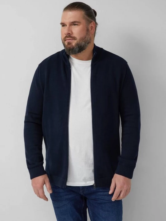 Foto van product Katoenen vest met opstaande kraag en logopatch s.Oliver blauw