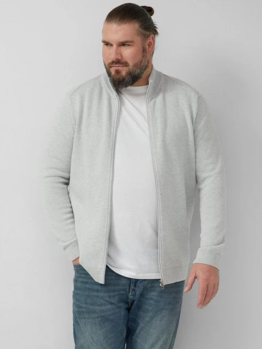 Foto van product Katoenen vest met opstaande kraag en logopatch s.Oliver grijs