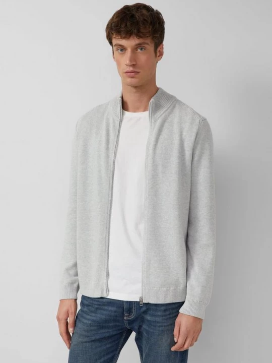 Foto van product Katoenen vest met opstaande kraag en logopatch s.Oliver grijs