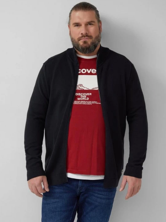 Foto van product Katoenen vest met opstaande kraag en logopatch s.Oliver zwart