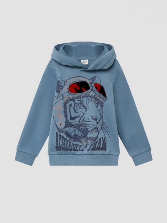 Foto van product Katoenmix hoodie met folieprint s.Oliver blauw