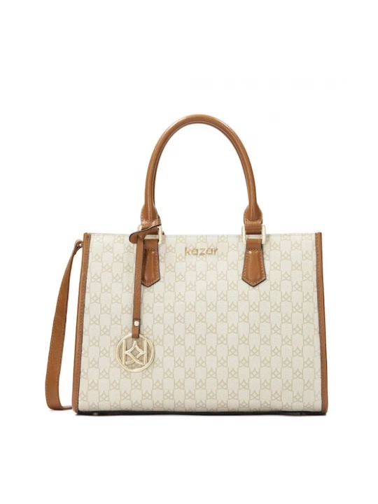 Foto van product Kazar Handtas lichtbeige / chocoladebruin / offwhite