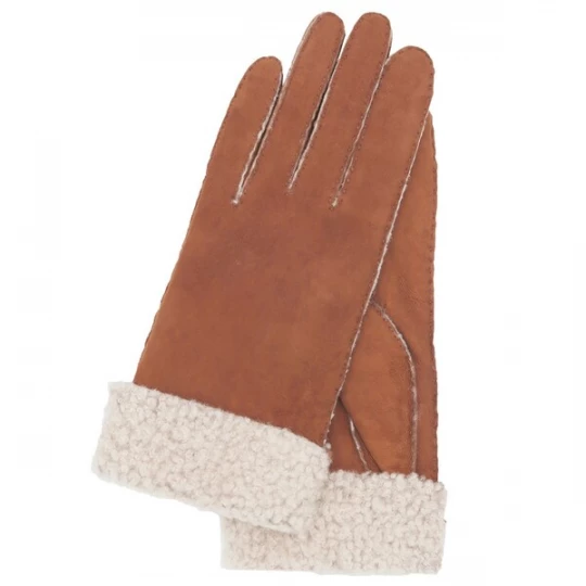 Foto van product KESSLER Vingerhandschoenen 'Edda' karamel / natuurwit