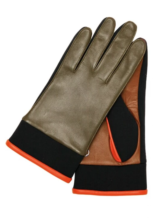 Foto van product KESSLER Vingerhandschoenen 'Stella' cognac / kaki / oranje / zwart