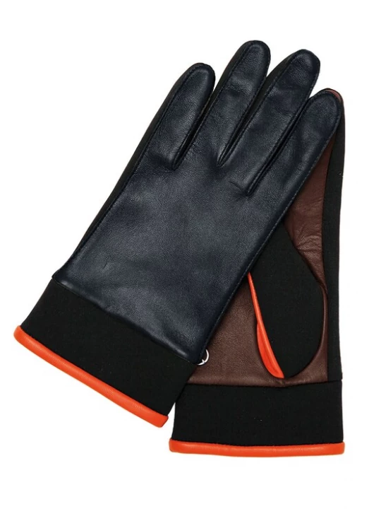 Foto van product KESSLER Vingerhandschoenen 'Stella' donkerbruin / donkeroranje / zwart